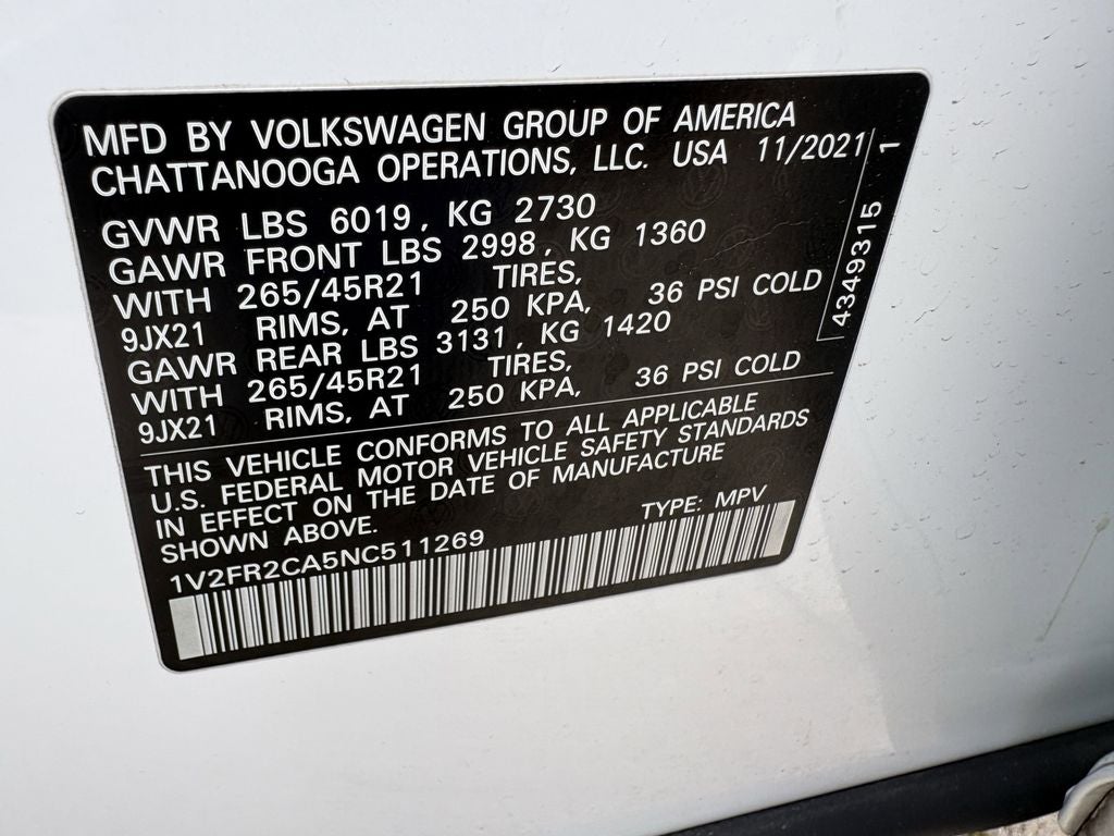 2022 Volkswagen Atlas 3.6L V6 SEL Premium R-Line