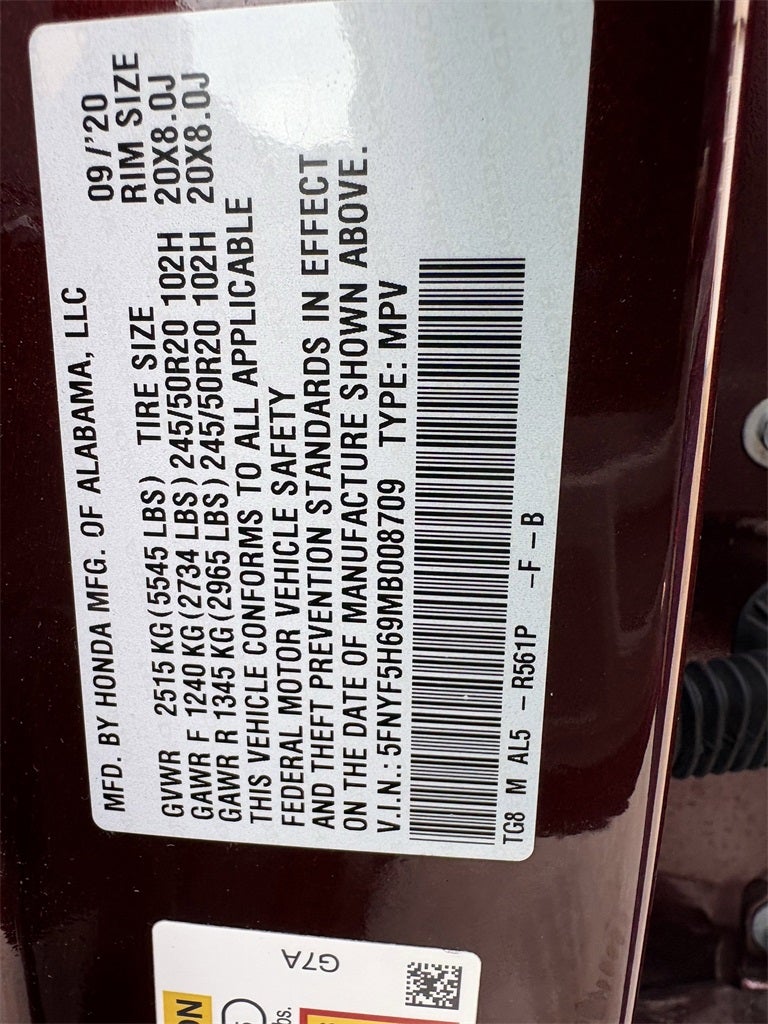 2021 Honda Pilot Touring 7 Passenger